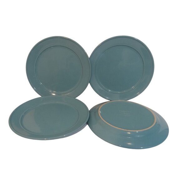 Mainstays Dinner Plate Amelia Collection Blue 11.5" Embossed Stoneware Set Of 4 - Picture 4 of 5